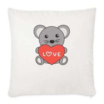 Souris pour la Saint-Valentin animaux mignons avec des cœurs - Housse de coussin décorative 45 x 45 cm - blanc nature - Devant