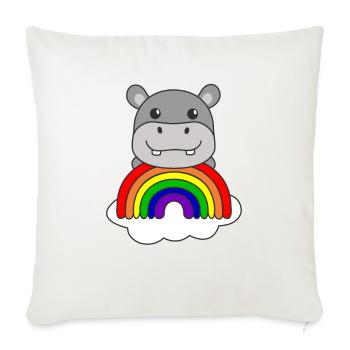 Hippopotamus colorful rainbow for children sweet - Sofa pillowcase 17,3'' x 17,3'' (45 x 45 cm) - natural white - Front