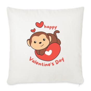 Monkey for Valentine's Day cute animals with hearts - Sofa pillowcase 17,3'' x 17,3'' (45 x 45 cm) - natural white - Front