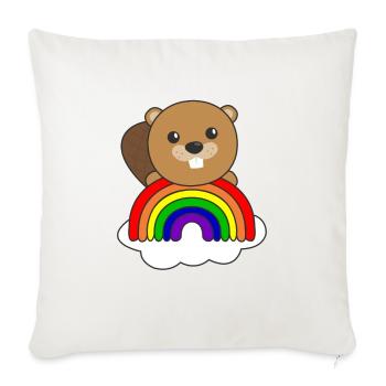 Beaver colorful rainbow for children sweet beaver - Sofa pillowcase 17,3'' x 17,3'' (45 x 45 cm) - natural white - Front