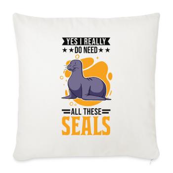 Cadeau de phoque Phoque Lion de mer - Housse de coussin décorative 45 x 45 cm - blanc nature - Devant