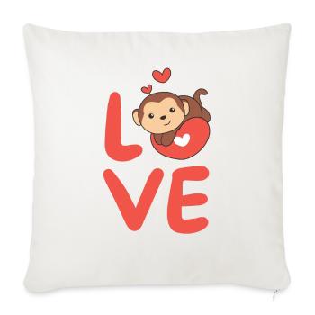 Monkey for Valentine's Day cute animals with hearts Love - Sofa pillowcase 17,3'' x 17,3'' (45 x 45 cm) - natural white - Front