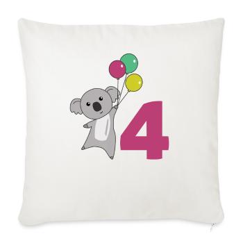 Ballons de quatrième anniversaire de Koala pour enfants - Housse de coussin décorative 45 x 45 cm - blanc nature - Devant