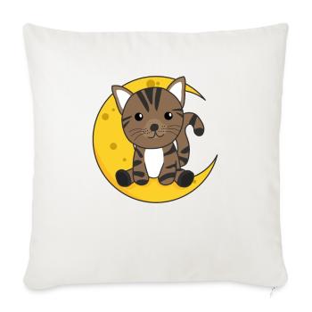 Moon cat cute animals for kids for the night - Sofa pillowcase 17,3'' x 17,3'' (45 x 45 cm) - natural white - Front