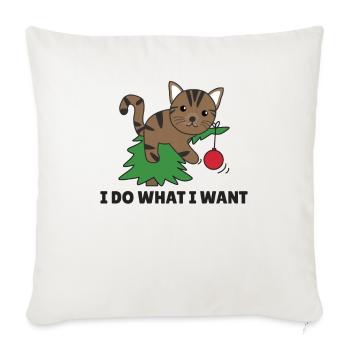 I do what i want a funny christmas cat - Sofa pillowcase 17,3'' x 17,3'' (45 x 45 cm) - natural white - Front