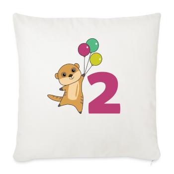 Suricate ballons de deuxième anniversaire enfants - Housse de coussin décorative 45 x 45 cm - blanc nature - Devant