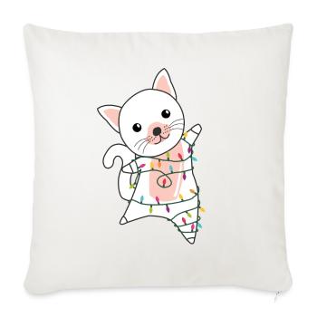 Katze Weihnachten Schnee Winter Tiere Katzen - Sofakissenbezug 45 x 45 cm - Naturweiß  - Vorne