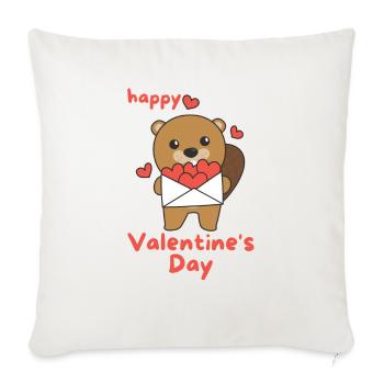 Beaver for Valentine's Day cute animals with hearts - Sofa pillowcase 17,3'' x 17,3'' (45 x 45 cm) - natural white - Front