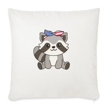 4 juillet American Raccoon for Kids USA - Housse de coussin décorative 45 x 45 cm - blanc nature - Devant