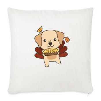 Tenues de Thanksgiving Dinde Labrador avec tarte - Housse de coussin décorative 45 x 45 cm - blanc nature - Devant