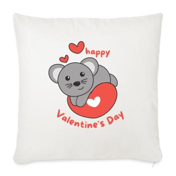 Souris pour la Saint-Valentin animaux mignons avec des cœurs - Housse de coussin décorative 45 x 45 cm - blanc nature - Devant