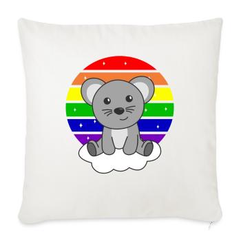 Mouse colorful rainbow for kids cute mouse - Sofa pillowcase 17,3'' x 17,3'' (45 x 45 cm) - natural white - Front
