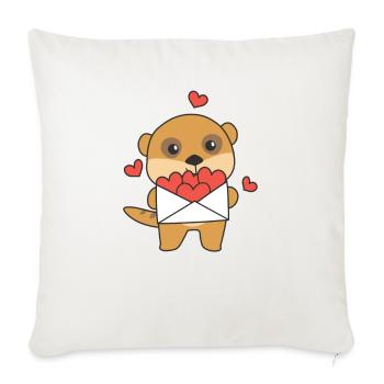 Meerkats for Valentine's Day cute animals with hearts - Sofa pillowcase 17,3'' x 17,3'' (45 x 45 cm) - natural white - Front