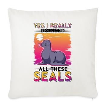 Cadeau de phoque Phoque Lion de mer - Housse de coussin décorative 45 x 45 cm - blanc nature - Devant