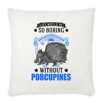 Cadeau de porc-épic Porcupine - Housse de coussin décorative 45 x 45 cm - blanc nature - Devant