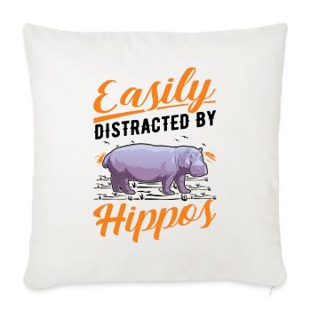 Facilement distrait par Hippos Hippo Hippo Hippopotame - Housse de coussin décorative 45 x 45 cm - blanc nature - Devant