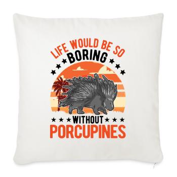 Cadeau de porc-épic Porcupine - Housse de coussin décorative 45 x 45 cm - blanc nature - Devant