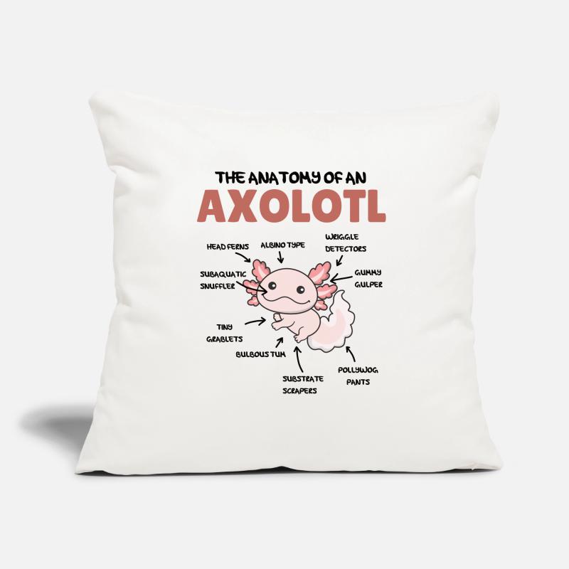Axolotl Explication Anatomie d’un Axolotl Housse de coussin décorative 45 x 45 cm