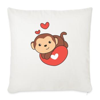 Monkey for Valentine's Day cute animals with hearts - Sofa pillowcase 17,3'' x 17,3'' (45 x 45 cm) - natural white - Front