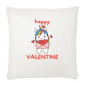 Licorne pour la Saint-Valentin animaux mignons avec des cœurs - Housse de coussin décorative 45 x 45 cm - blanc nature - Devant