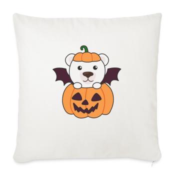 Ours polaire Halloween Costume de chauve-souris à la citrouille - Housse de coussin décorative 45 x 45 cm - blanc nature - Devant