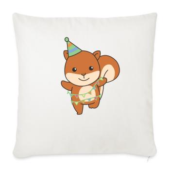 Squirrel for a birthday for children - Sofa pillowcase 17,3'' x 17,3'' (45 x 45 cm) - natural white - Front