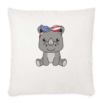 4 juillet American Rhino for Children USA - Housse de coussin décorative 45 x 45 cm - blanc nature - Devant