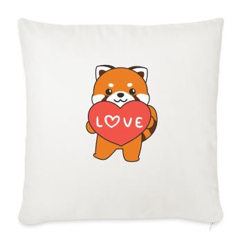 Roter Panda zum Valentinstag süße Tiere mit Herzen - Sofakissenbezug 45 x 45 cm - Naturweiß  - Vorne