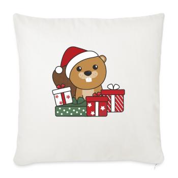 Beaver Christmas Gift Winter Animals Beaver - Sofa pillowcase 17,3'' x 17,3'' (45 x 45 cm) - natural white - Front