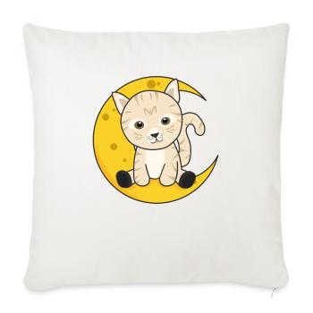 Moon cat cute animals for kids for the night - Sofa pillowcase 17,3'' x 17,3'' (45 x 45 cm) - natural white - Front