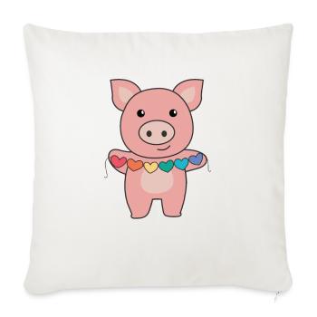 Rainbow Flag Gay Pride LGBTQ Herzen Schwein - Sofakissenbezug 45 x 45 cm - Naturweiß  - Vorne