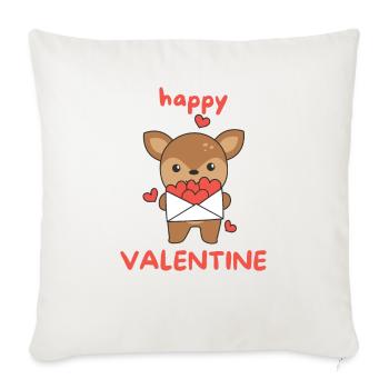 Cerf pour la Saint-Valentin animaux mignons avec des cœurs - Housse de coussin décorative 45 x 45 cm - blanc nature - Devant