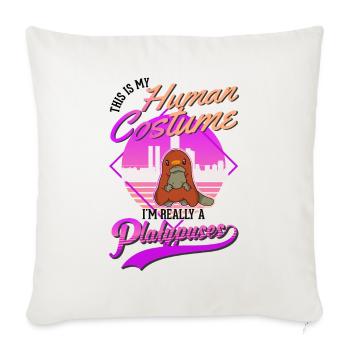 Ornithorynque Costume Humain Halloween - Housse de coussin décorative 45 x 45 cm - blanc nature - Devant