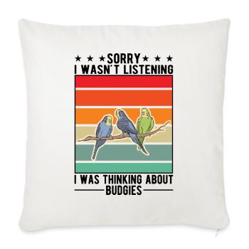 Budgerigar Gift Welli Parakeet - Sofa pillowcase 17,3'' x 17,3'' (45 x 45 cm) - natural white - Front