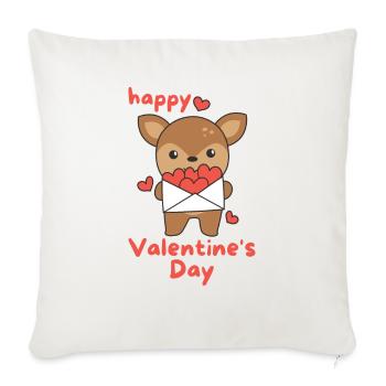 Cerf pour la Saint-Valentin animaux mignons avec des cœurs - Housse de coussin décorative 45 x 45 cm - blanc nature - Devant