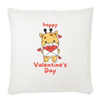 Girafe pour la Saint-Valentin animaux mignons avec des cœurs - Housse de coussin décorative 45 x 45 cm - blanc nature - Devant