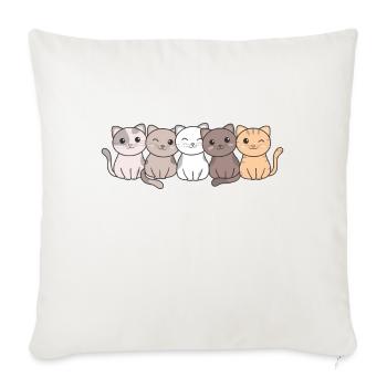 chat kawaii chats animaux mignons pour enfants - Housse de coussin décorative 45 x 45 cm - blanc nature - Devant