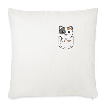 Chat en poche chats mignons dans la poche poitrine - Housse de coussin décorative 45 x 45 cm - blanc nature - Devant