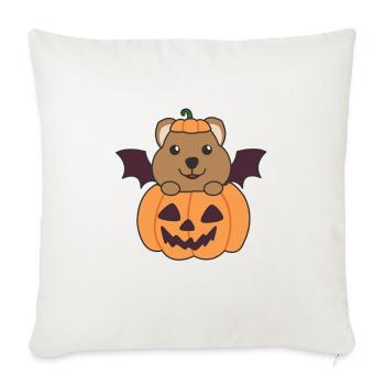 Quokka Halloween Costume de chauve-souris à la citrouille - Housse de coussin décorative 45 x 45 cm - blanc nature - Devant