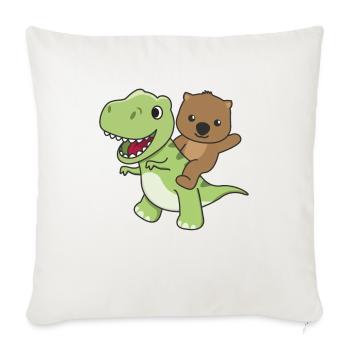 Wombat monte sur un Dino mignon T-Rex avec des wombats - Housse de coussin décorative 45 x 45 cm - blanc nature - Devant