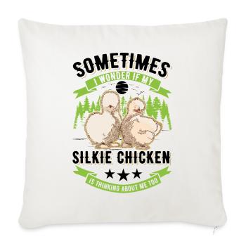 Silk Chicken Cadeau Silkie Chicken Silkie Chicken - Housse de coussin décorative 45 x 45 cm - blanc nature - Devant