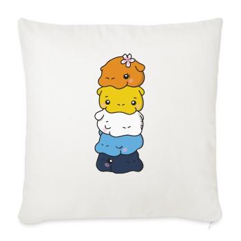 Aroace Flag Pride LGBTQ Cute Hippo - Sofa pillowcase 17,3'' x 17,3'' (45 x 45 cm) - natural white - Front