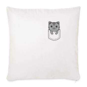 Chat en poche chats mignons dans la poche poitrine - Housse de coussin décorative 45 x 45 cm - blanc nature - Devant