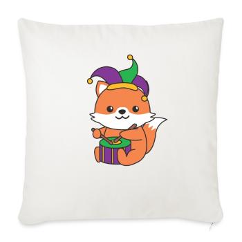 Fasching Fuchs mit Trommel Faschings Kostüm - Sofakissenbezug 45 x 45 cm - Naturweiß  - Vorne
