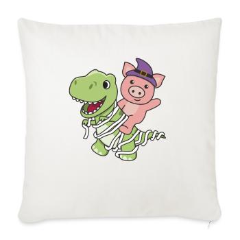 Cochon Joyeux Halloween T-Rex Costume de momie - Housse de coussin décorative 45 x 45 cm - blanc nature - Devant