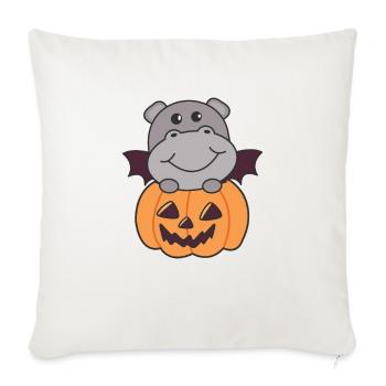 Hippo Halloween Pumpkin Bat Costume - Sofa pillowcase 17,3'' x 17,3'' (45 x 45 cm) - natural white - Front