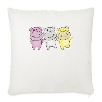 Twink Flag Pride LGBTQ Mignon Hippopotame - Housse de coussin décorative 45 x 45 cm - blanc nature - Devant
