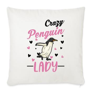 Crazy Penguin lady Pinguin - Sofa pillowcase 17,3'' x 17,3'' (45 x 45 cm) - natural white - Front