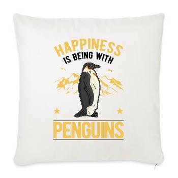 Happiness is being with Penguins Penguin - Sofa pillowcase 17,3'' x 17,3'' (45 x 45 cm) - natural white - Front