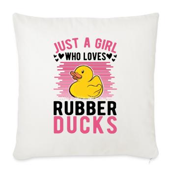 Canard en caoutchouc Fille Canard couinant Canard de bain - Housse de coussin décorative 45 x 45 cm - blanc nature - Devant